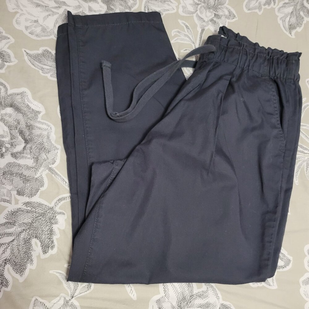LOFT Navy Drawstring Cropped Pants - Picture 8 of 9